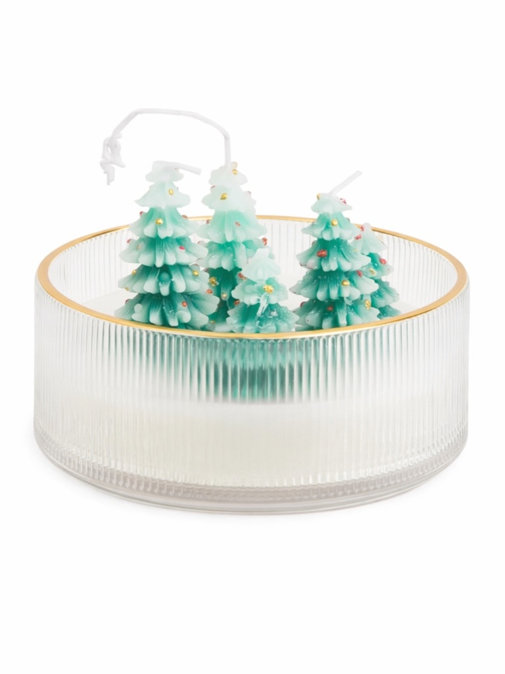 HomeGoods Five Pine Trees Christmas Candle in Glass Dish Holiday Decor NWT
